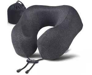 Memory Foam Travel Neck Pillow Adjustable Deep Gray Airplane Pillow Brand New